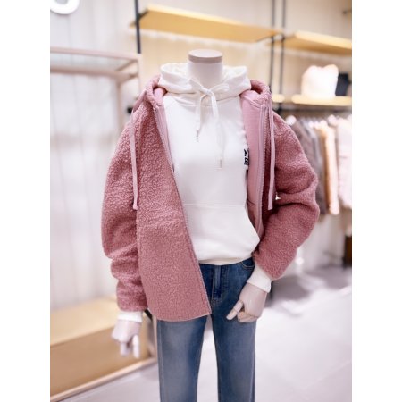 뒷판 슬로건 아플리케 덤블 후드점퍼