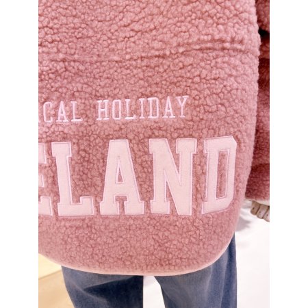 뒷판 슬로건 아플리케 덤블 후드점퍼