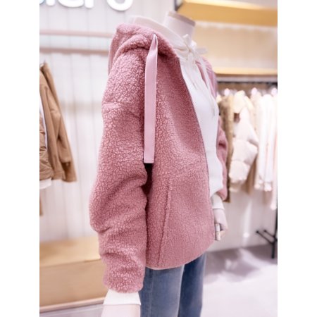 뒷판 슬로건 아플리케 덤블 후드점퍼