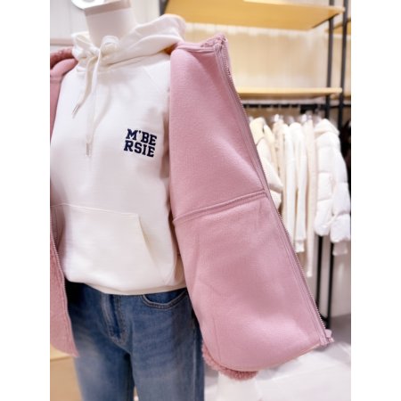 뒷판 슬로건 아플리케 덤블 후드점퍼