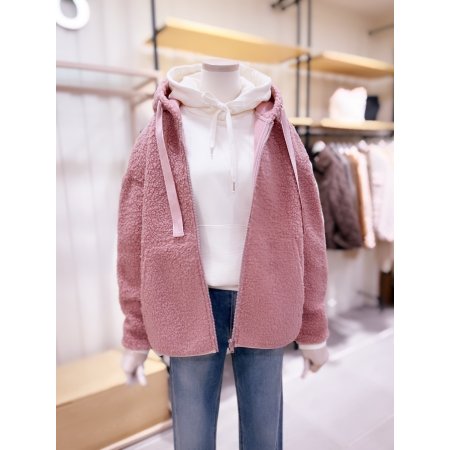 뒷판 슬로건 아플리케 덤블 후드점퍼