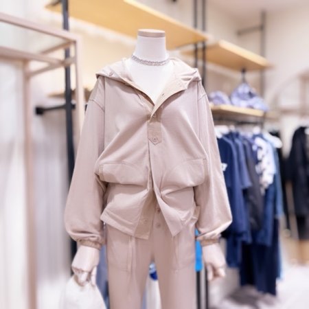 우븐 스트링 후드 점퍼