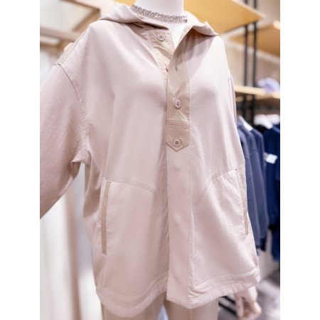 우븐 스트링 후드 점퍼