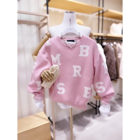 자카드 로고플레이 라운드넥 풀오버	