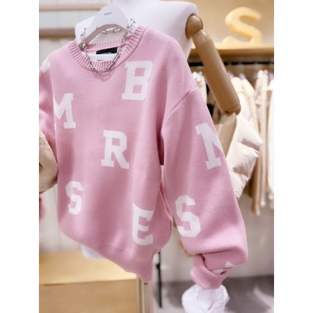 자카드 로고플레이 라운드넥 풀오버	