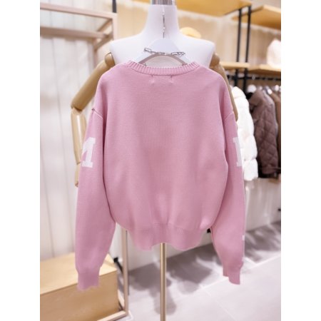 자카드 로고플레이 라운드넥 풀오버	