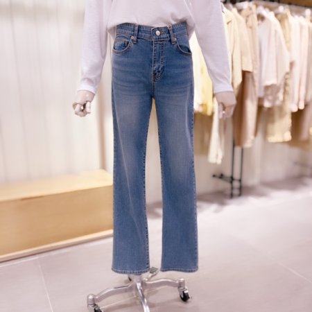 중청 일자핏 속밴딩 데님팬츠