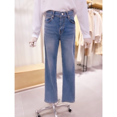 중청 일자핏 속밴딩 데님팬츠