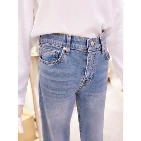 중청 일자핏 속밴딩 데님팬츠