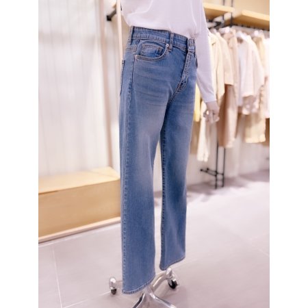 중청 일자핏 속밴딩 데님팬츠