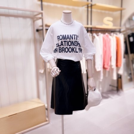 에코레더 겹트임 스커트