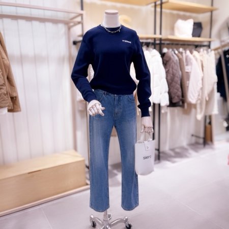 베이직 로고자수 하찌 니트 풀오버