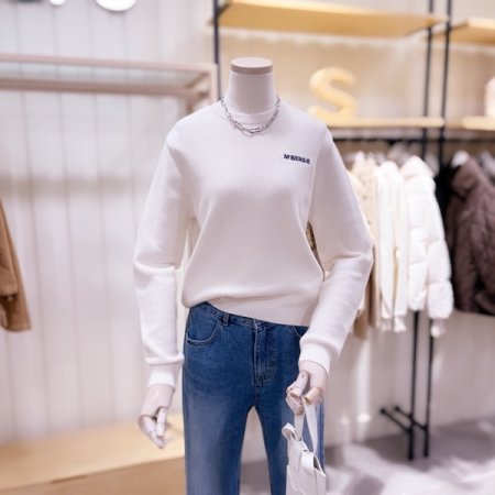 베이직 로고자수 하찌 니트 풀오버