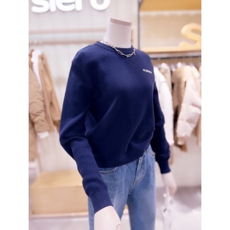 베이직 로고자수 하찌 니트 풀오버