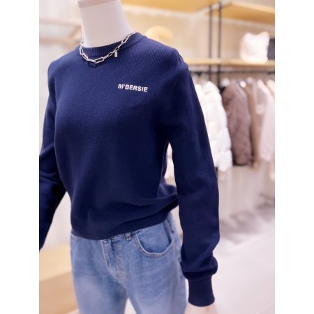 베이직 로고자수 하찌 니트 풀오버