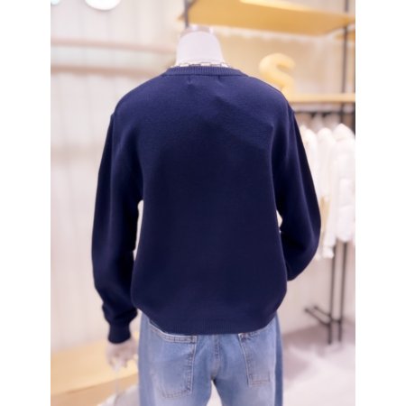 베이직 로고자수 하찌 니트 풀오버