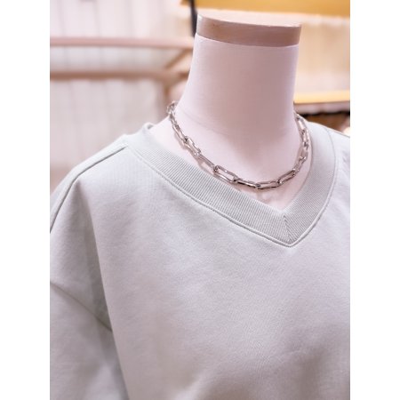 V넥 크랍기장 맨투맨