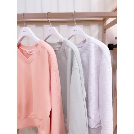 V넥 크랍기장 맨투맨