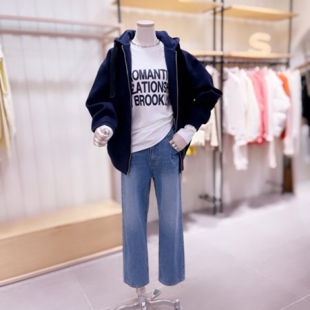 M와펜 사각포켓 하프기장 후드집업