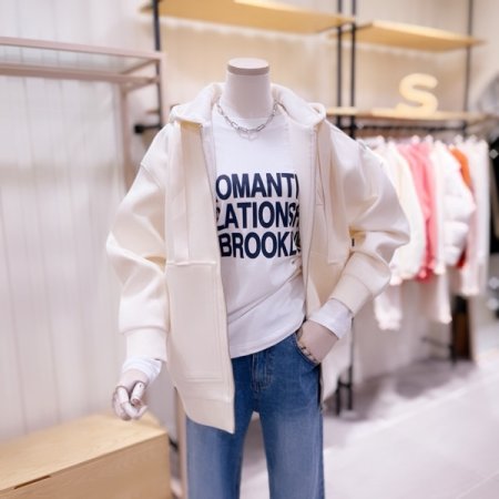 M와펜 사각포켓 하프기장 후드집업