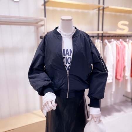 하이넥 집업 블루종