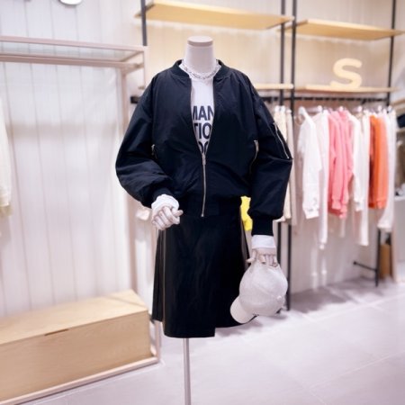 하이넥 집업 블루종