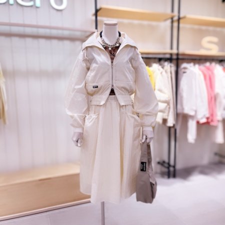 가로포켓 홑겹 크롭 점퍼