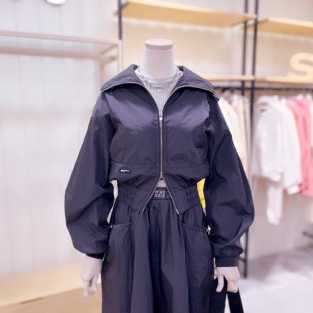 가로포켓 홑겹 크롭 점퍼