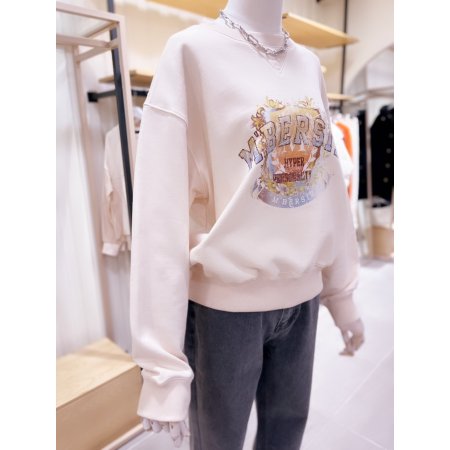 엠블럼 로고 프린트 크롭 맨투맨