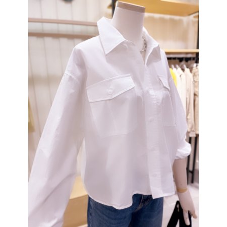 아웃포켓 크롭 셔츠