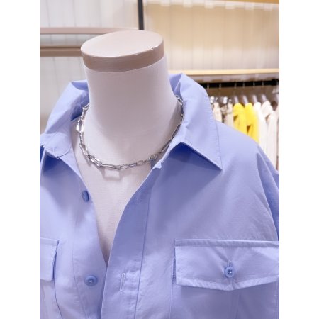 아웃포켓 크롭 셔츠