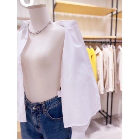 볼륨 소매 뒷판 블루종 셔츠