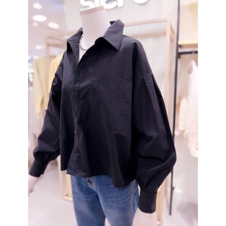 볼륨 소매 블루종 셔츠