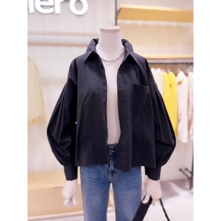 볼륨 소매 블루종 셔츠