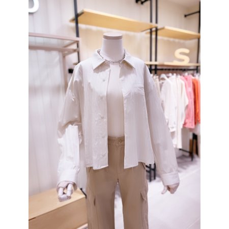 루즈핏 뒷판 셔링장식 셔츠