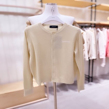 라운드넥 로고 포인트 가디건