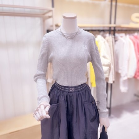 라운드넥 골지 니트탑