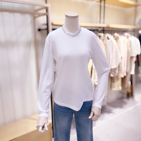 절개 비대칭 포인트 티셔츠