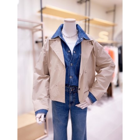 뒷밴딩 숏기장 트렌치 자켓