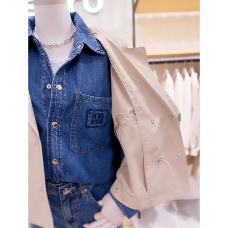 뒷밴딩 숏기장 트렌치 자켓