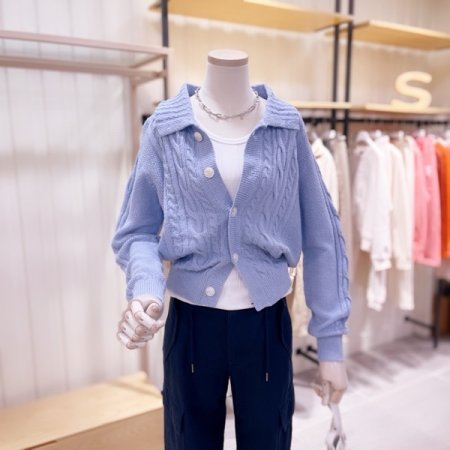 케이블 니트 카라 가디건