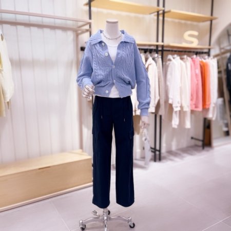 케이블 니트 카라 가디건