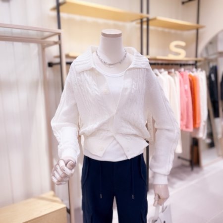 케이블 니트 카라 가디건