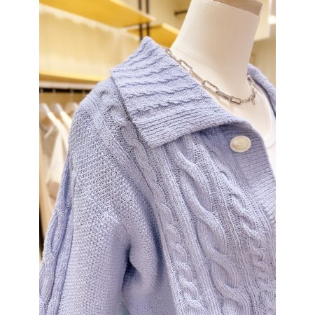 케이블 니트 카라 가디건