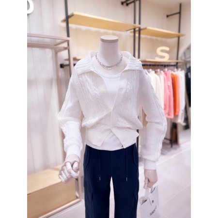 케이블 니트 카라 가디건