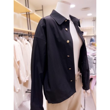 밑단 스트링 크롭 셔츠