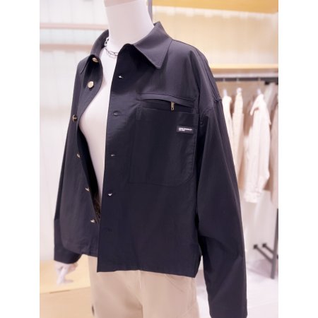 밑단 스트링 크롭 셔츠