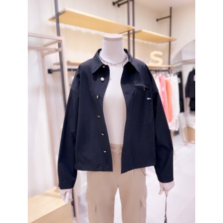 밑단 스트링 크롭 셔츠