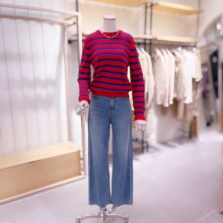 배색 스트라이프 니트