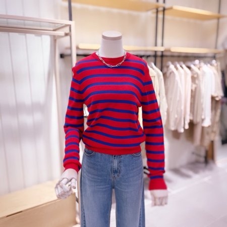 배색 스트라이프 니트